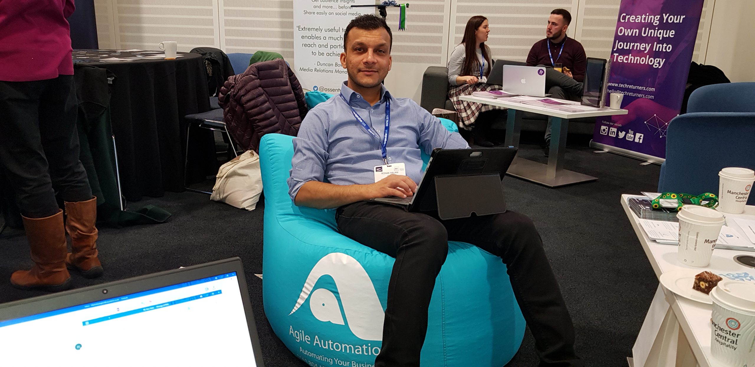 Ronak Halani Sitting on Agile Automations Beanbags
